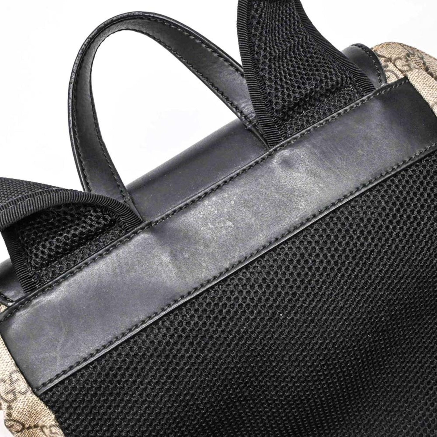 Gucci Beige Black Gg Supreme Leather Backpack ( )