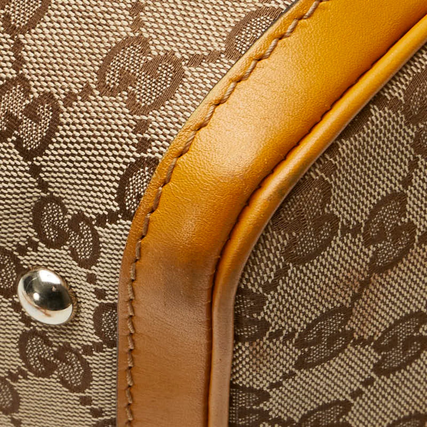 Gucci Beige Yellow Canvas Leather Shoulder Bag ( )