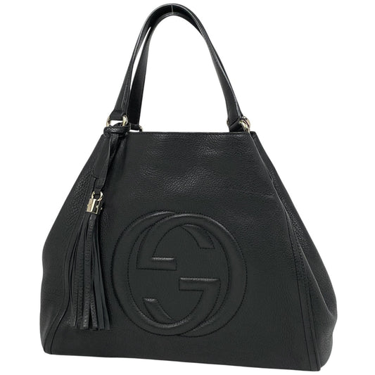 Gucci Black Leather Tote Bag ( )