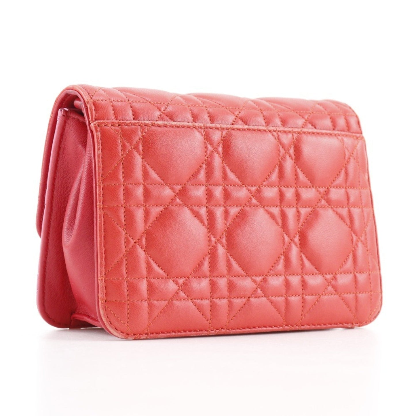 Christian Dior Pink Red Color Leather Shoulder Bag ()