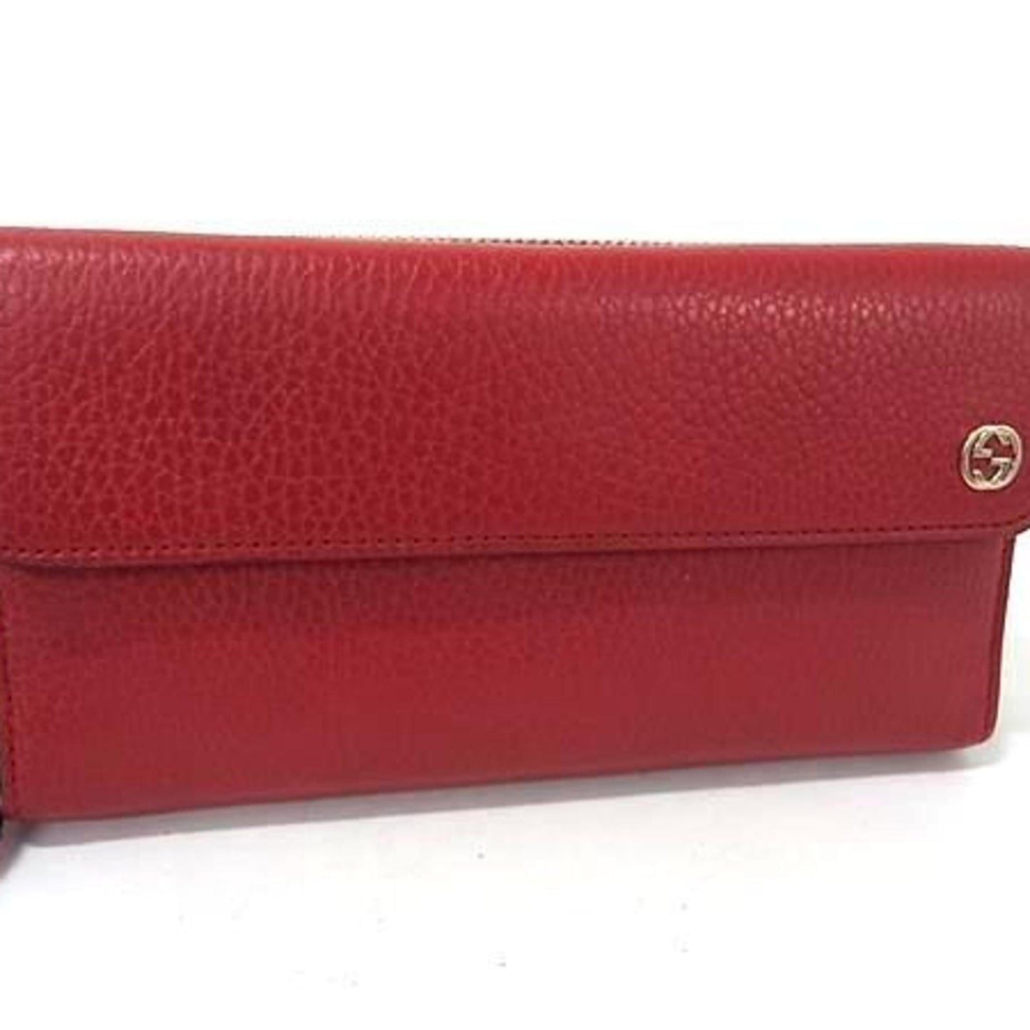 Gucci Red Color Leather Long Wallet (Tri-Fold) ( )