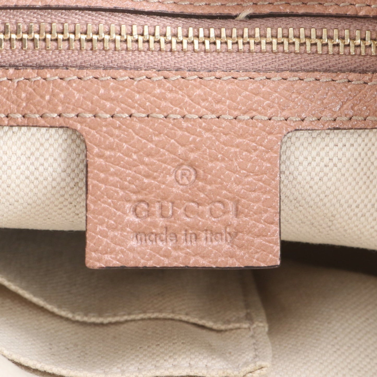 Gucci Pink Beige Leather Canvas Tote Bag ( )