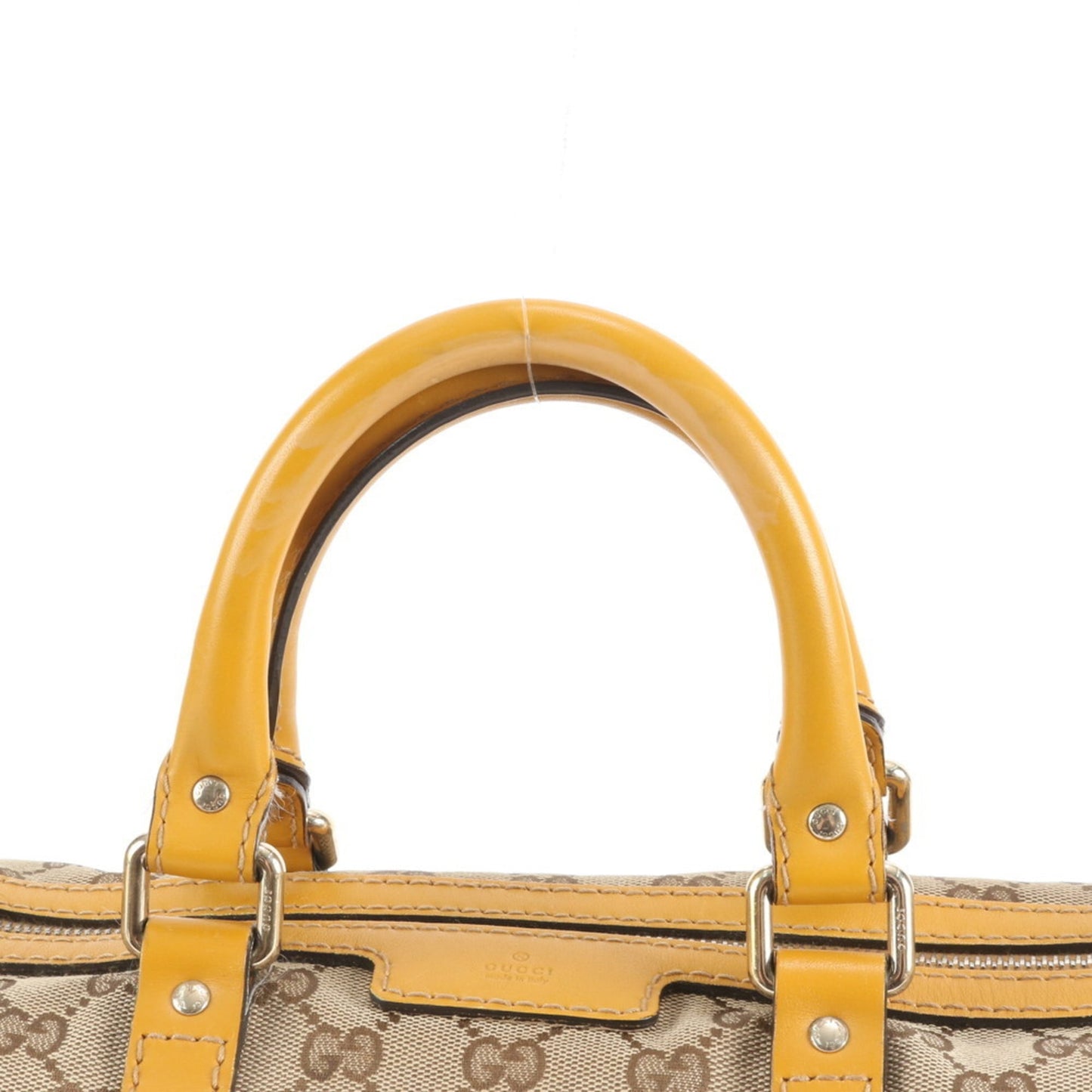 Gucci Beige Yellow Leather Canvas Shoulder Bag ( )