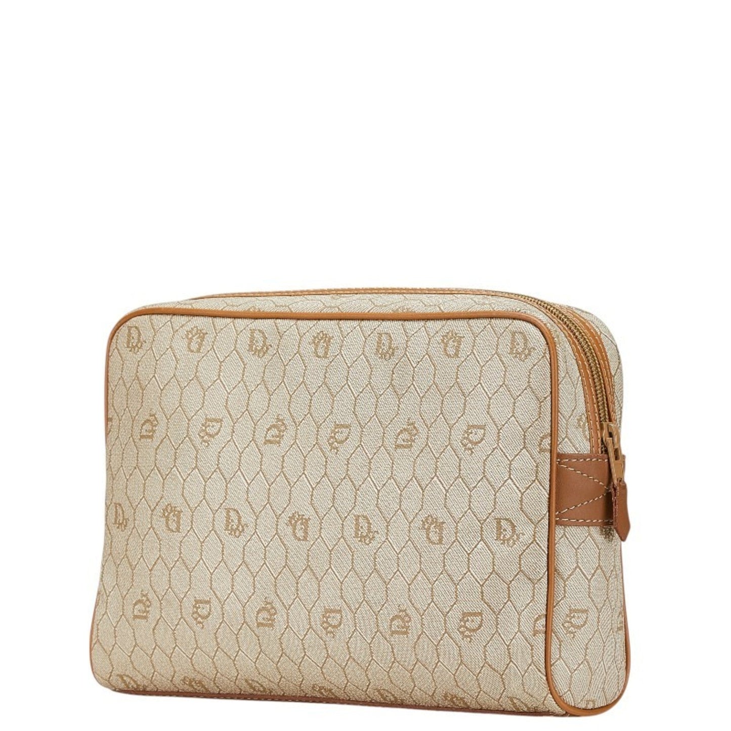 Christian Dior Beige Brown Pvc Leather Clutch Bag ()