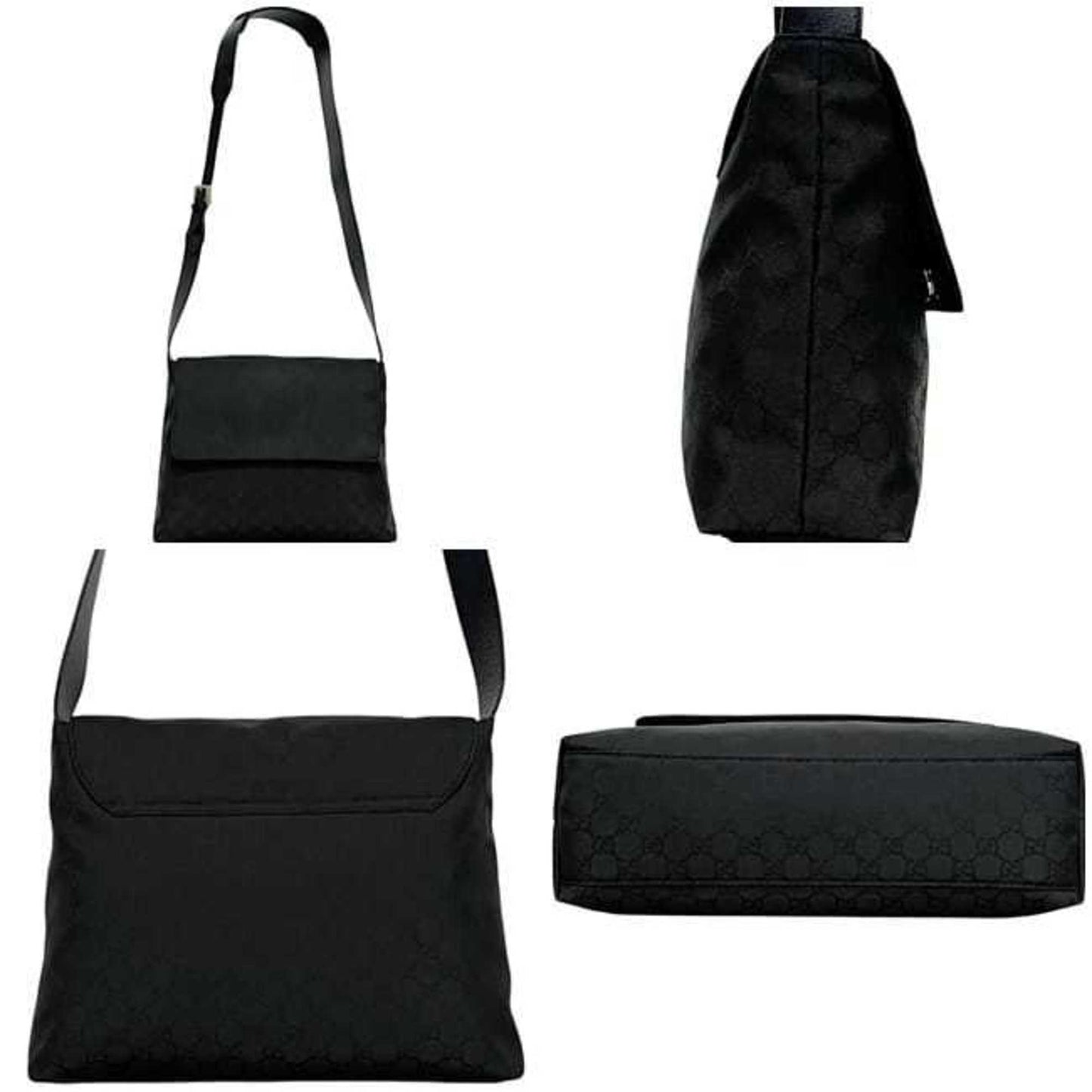 Gucci Black Nylon Leather Shoulder Bag ( )