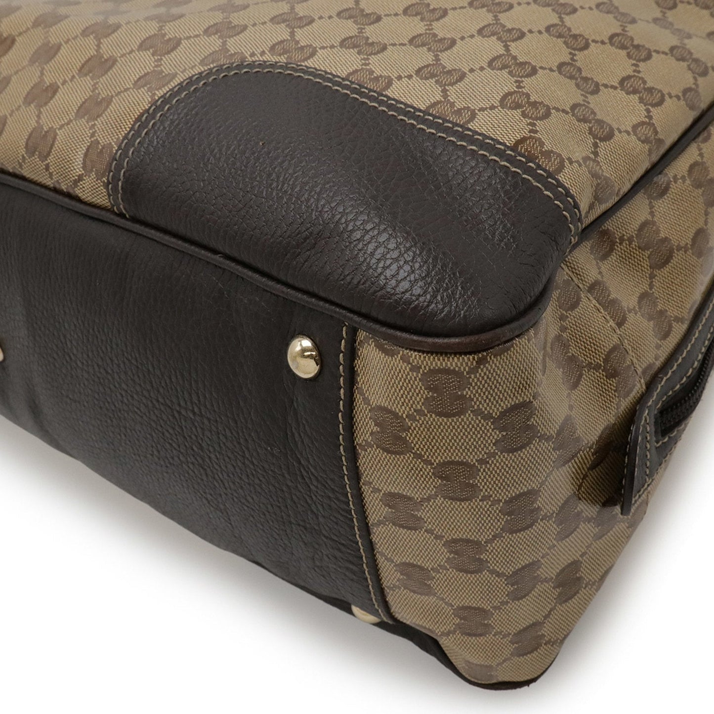 Gucci Beige Brown Dark Brown Green Khaki Red Color Coated Canvas Leather Boston Bag Handbag ( )