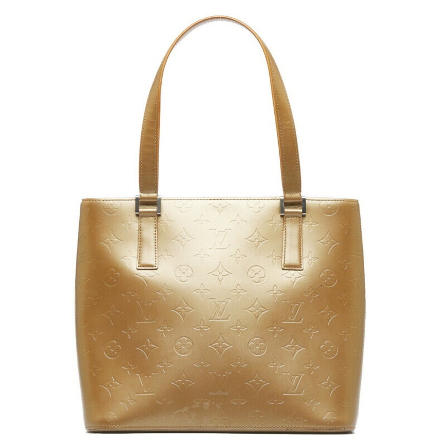 LOUIS VUITTON Monogram Matte Stockton Tote Bag Ambre Gold Leather Women's