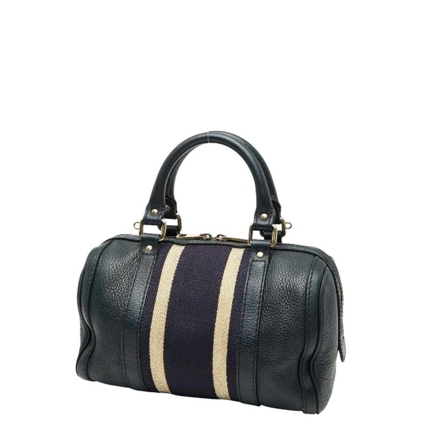 Gucci Black Multi-Color Canvas Leather Boston Bag Shoulder Bag ( )