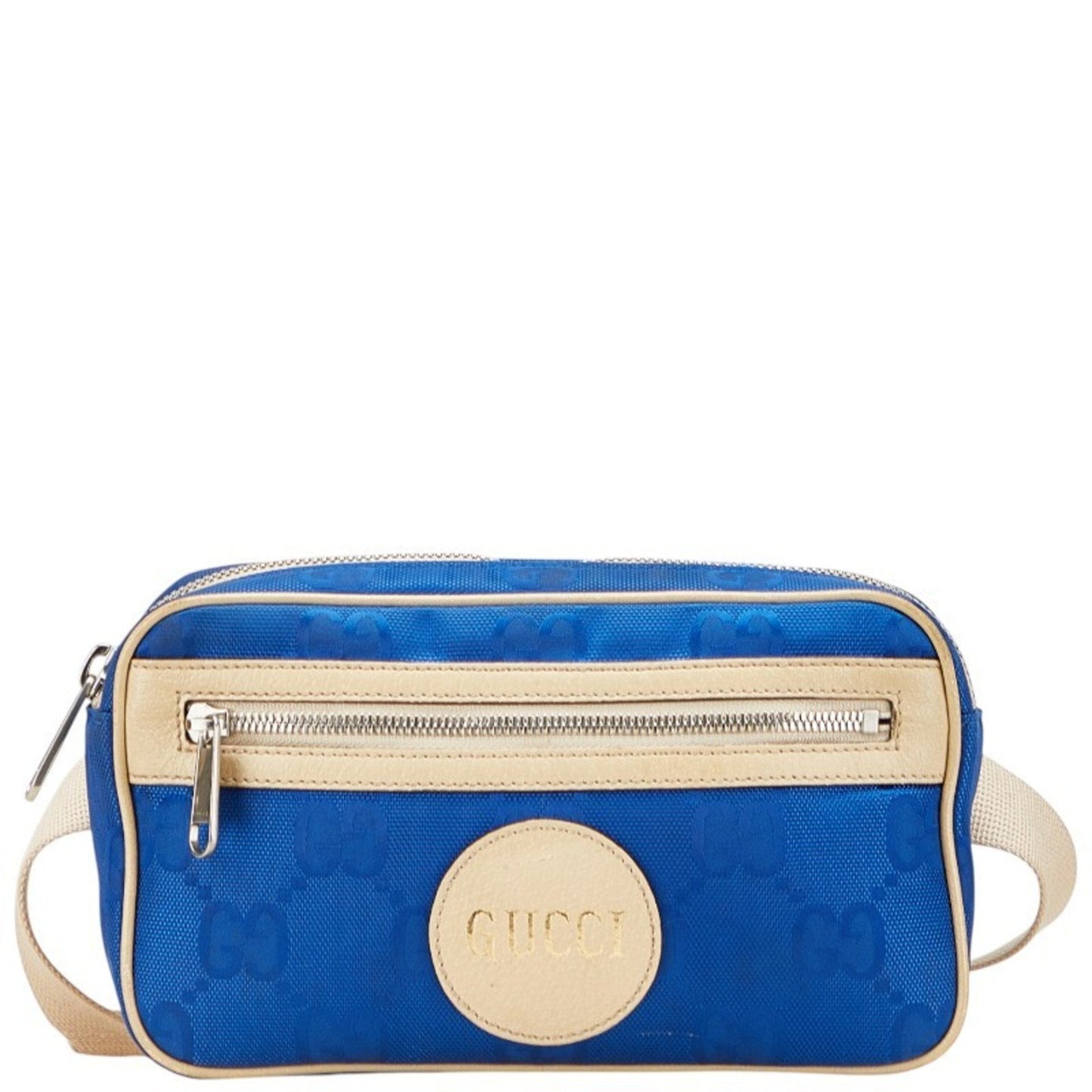 Gucci Beige Blue Nylon Leather Sling Bag ( )