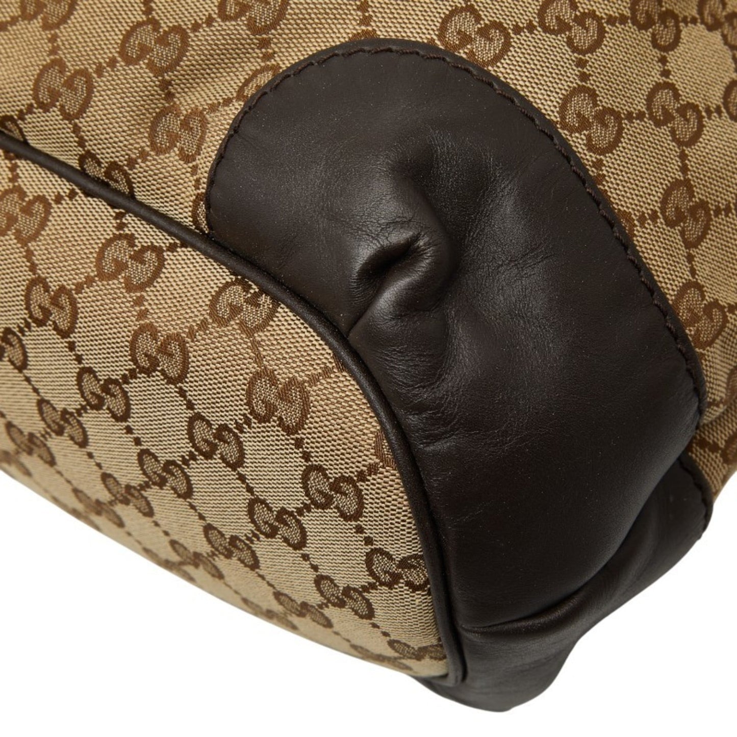 Gucci Beige Brown Canvas Leather Handbag Shoulder Bag ( )