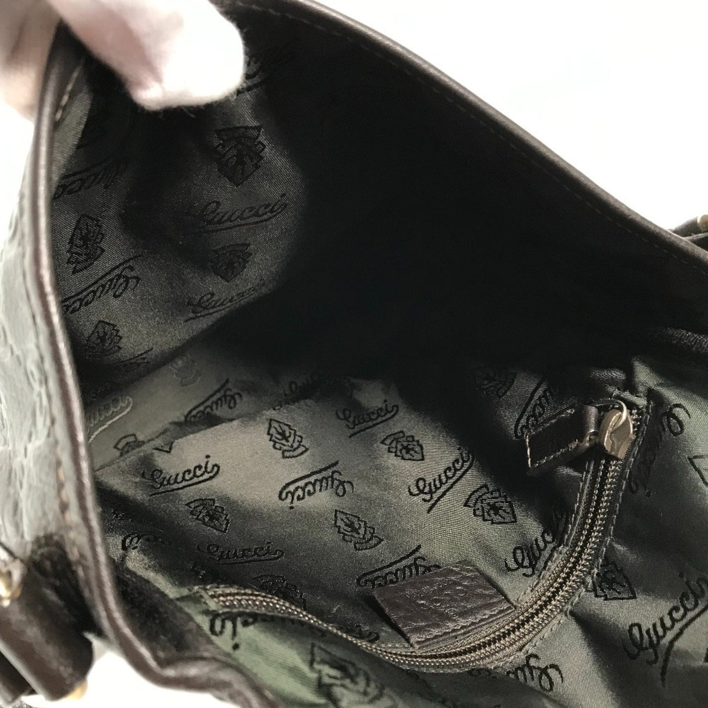 Gucci Dark Brown Leather Pochette Shoulder Bag ( )