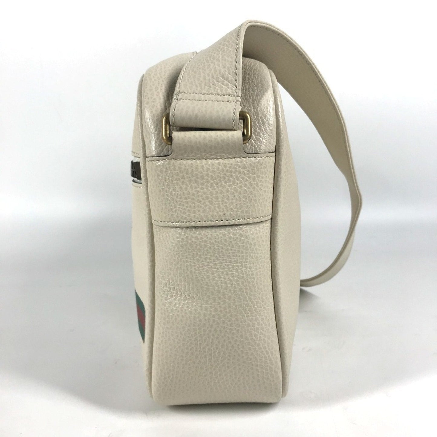Gucci White Leather Messenger Bag Shoulder Bag ( )