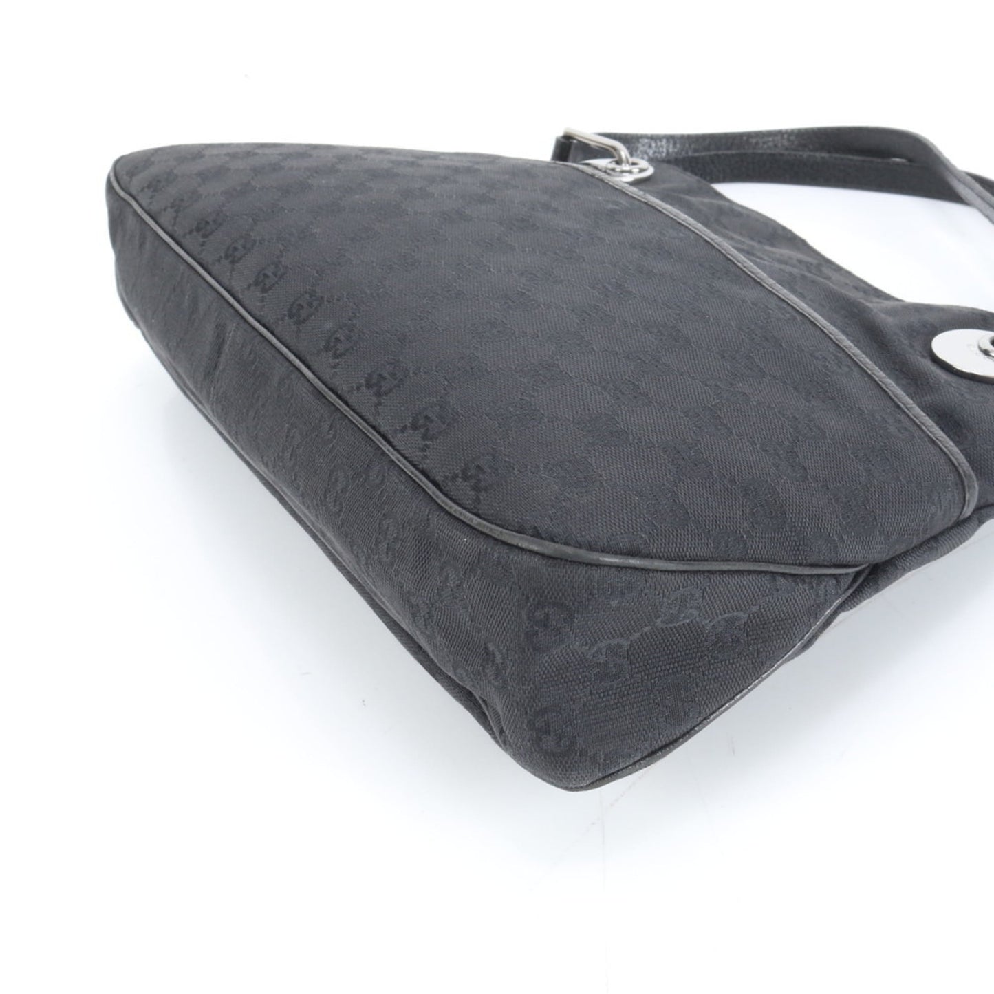 Gucci Black Leather Canvas Tote Bag ( )