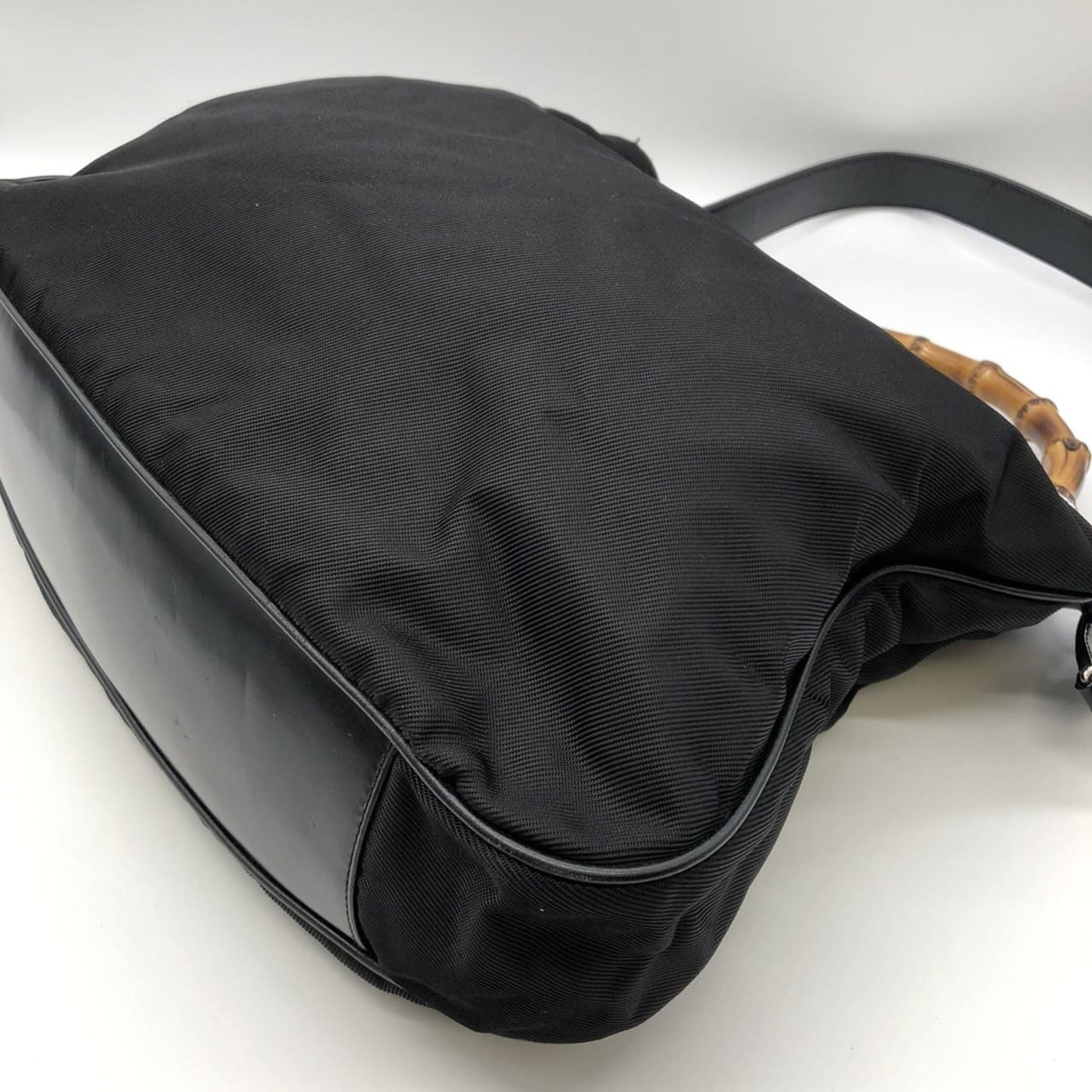 Gucci Black Bamboo Nylon Handbag Shoulder Bag ( )