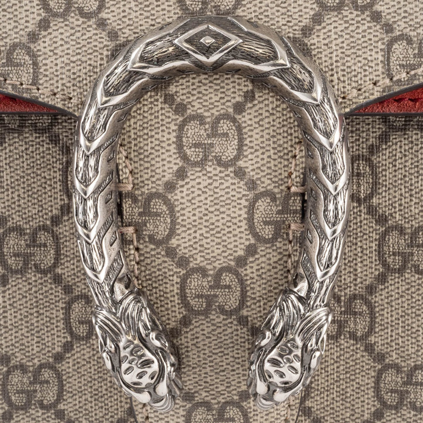 Gucci Beige Red Color Gg Supreme Leather Shoulder Bag ( )
