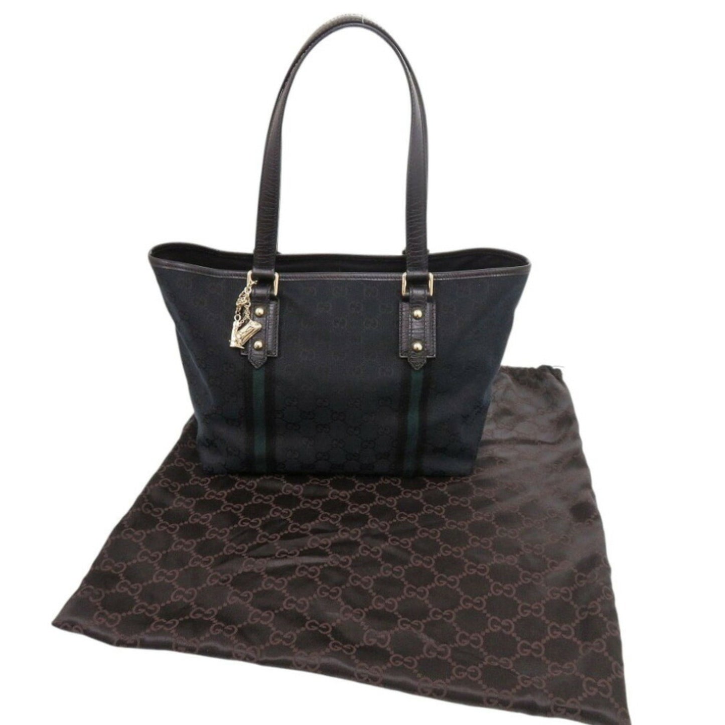 Gucci Black Green Canvas Tote Bag ( )