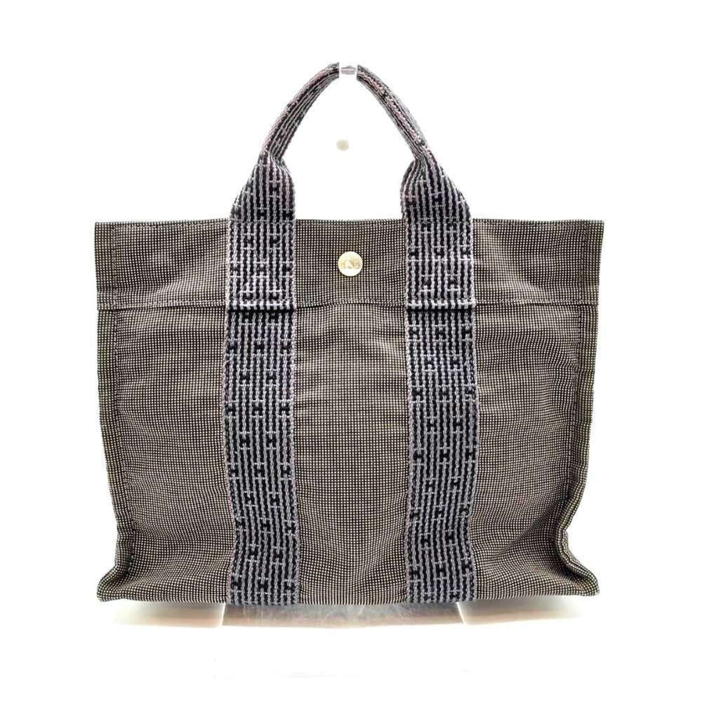 Hermes Her Line Gray Canvas Handbag Tote Bag ( )