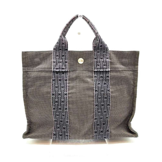 Hermes Her Line Gray Canvas Handbag Tote Bag ( )