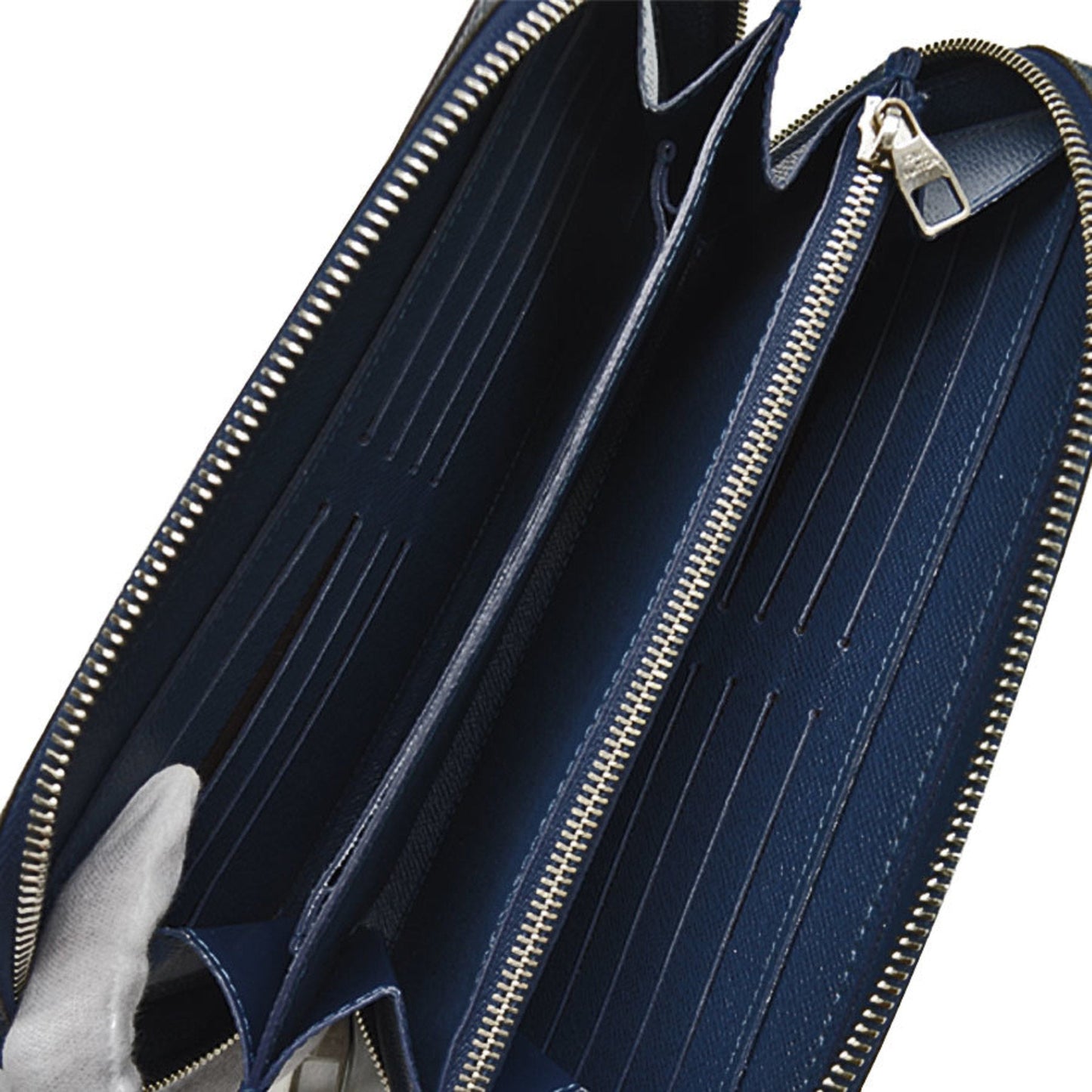 Louis Vuitton Bag Taiga Zippy L Blue Marine Leather Second Organizer Men's