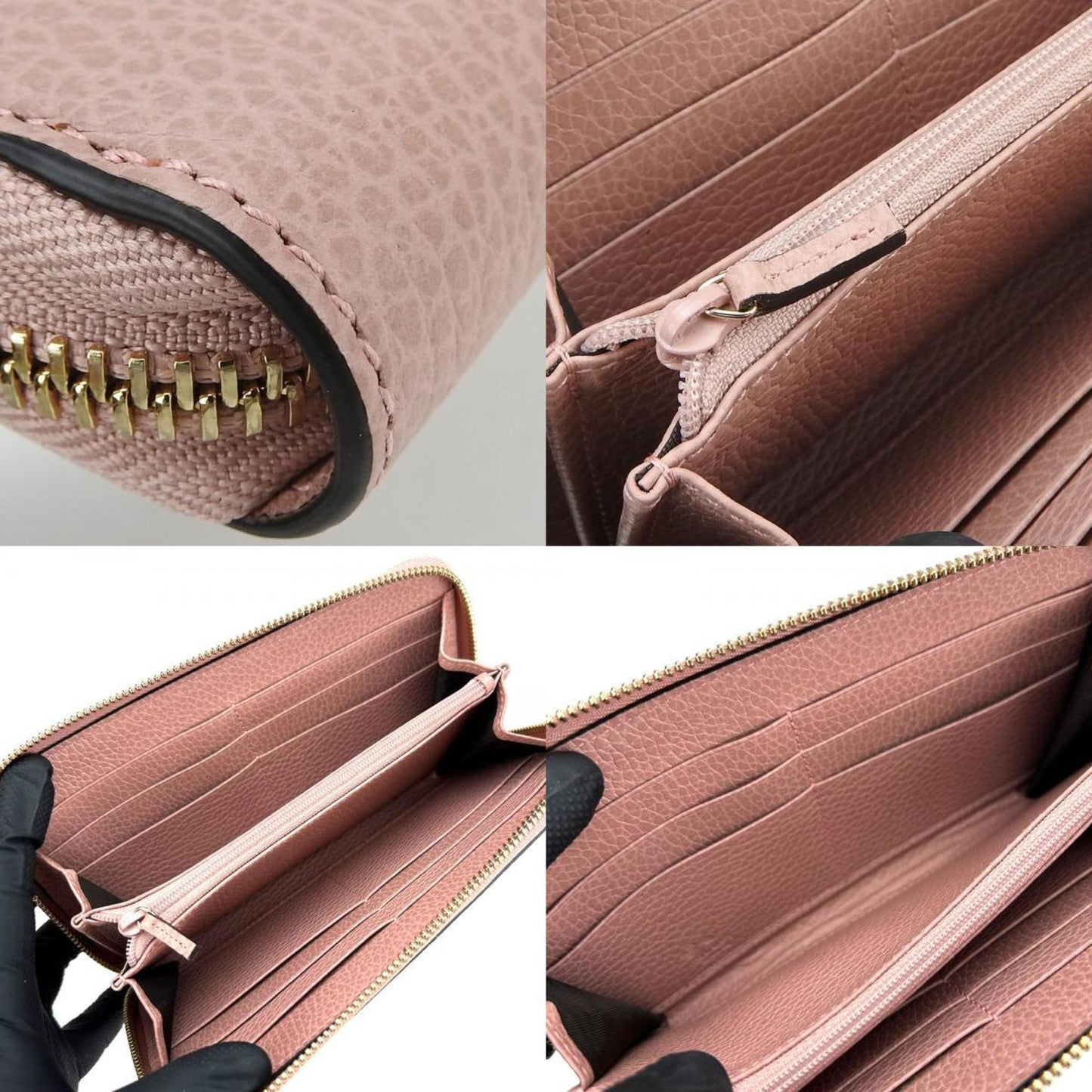 Gucci Pink Leather Long Wallet (Bi-Fold) ( )