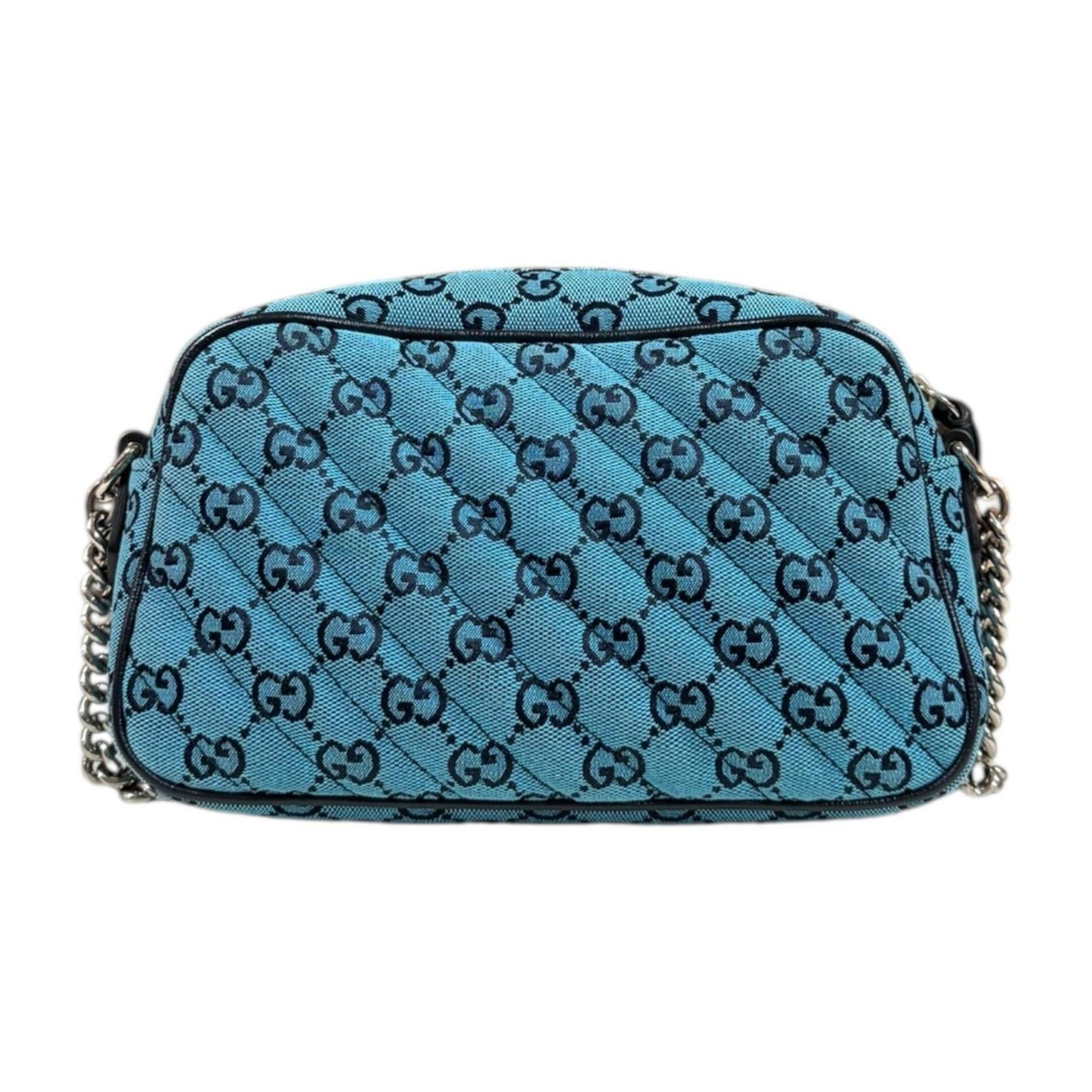 Gucci Gg Marmont Blue Navy Canvas Leather Shoulder Bag ( )