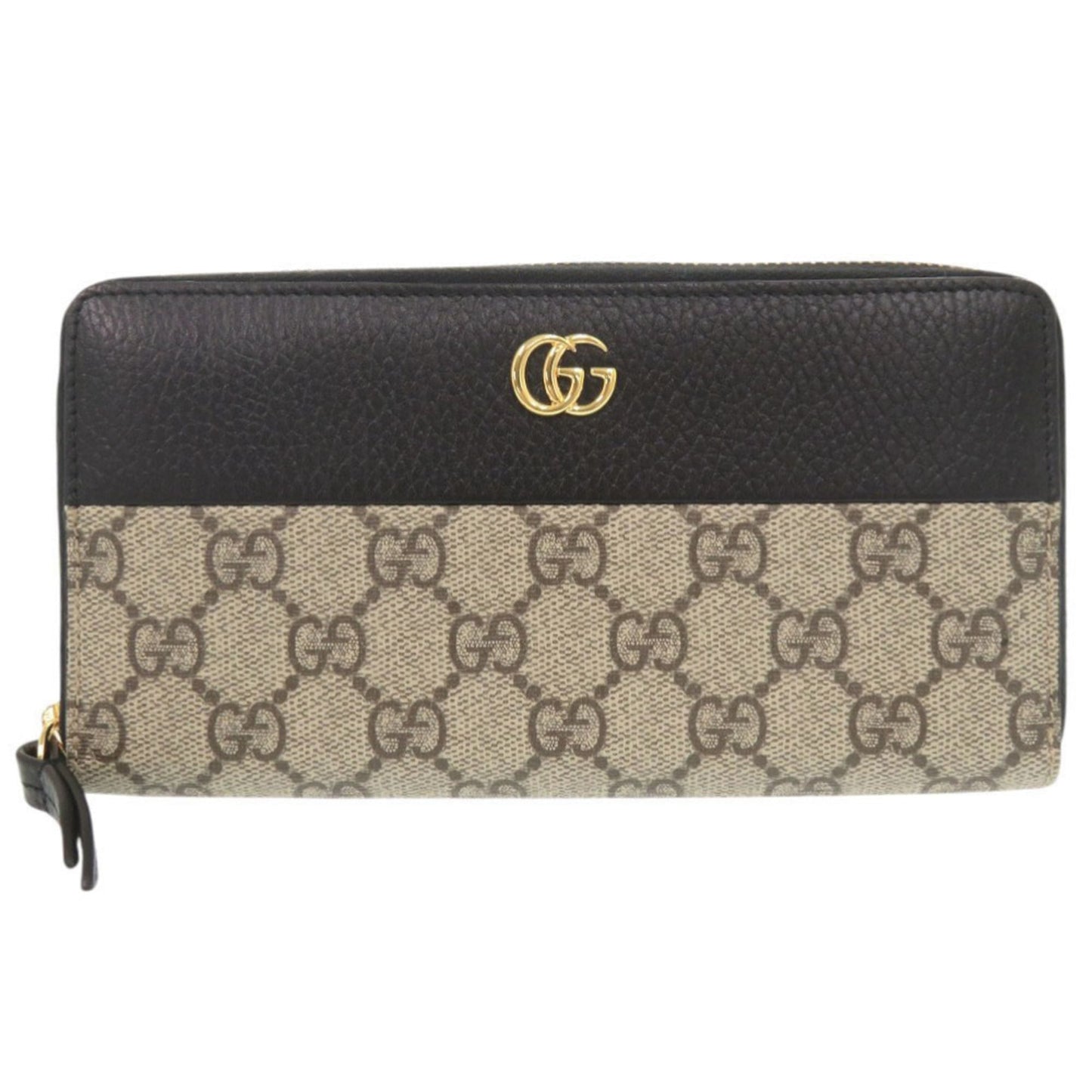 Gucci Beige Black Gg Supreme Leather Long Wallet (Bi-Fold) ( )