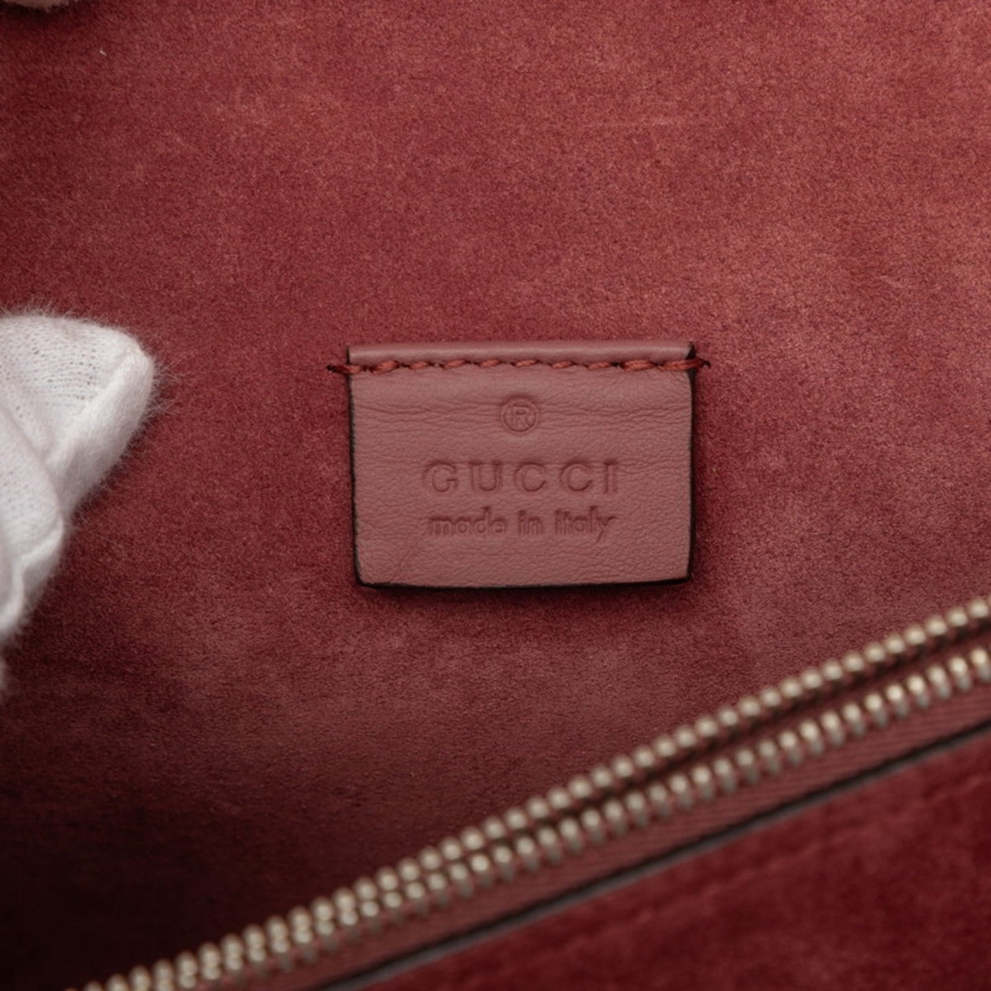 Gucci Beige Red Color Pvc Suede Shoulder Bag ( )