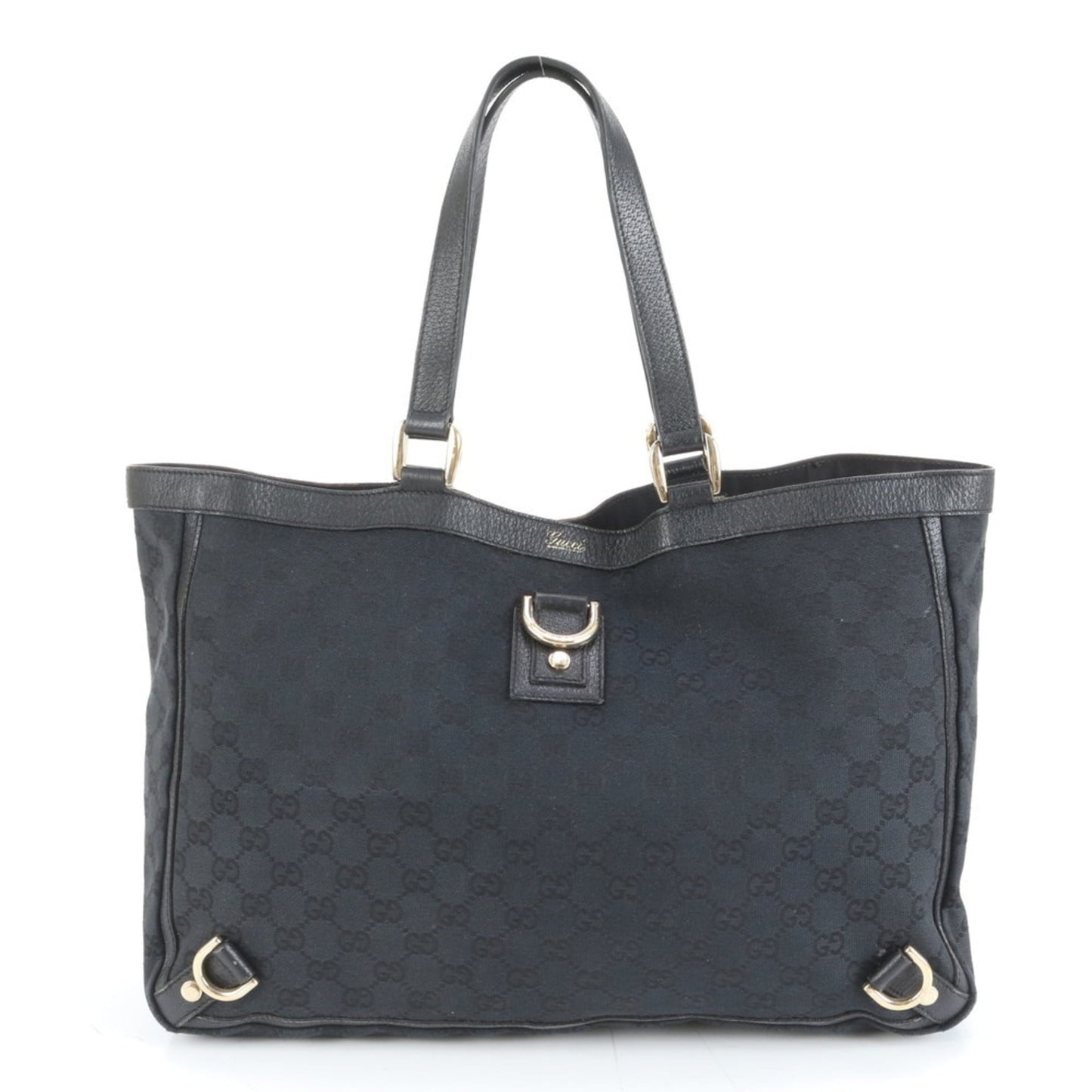 Gucci Black Leather Canvas Tote Bag ( )