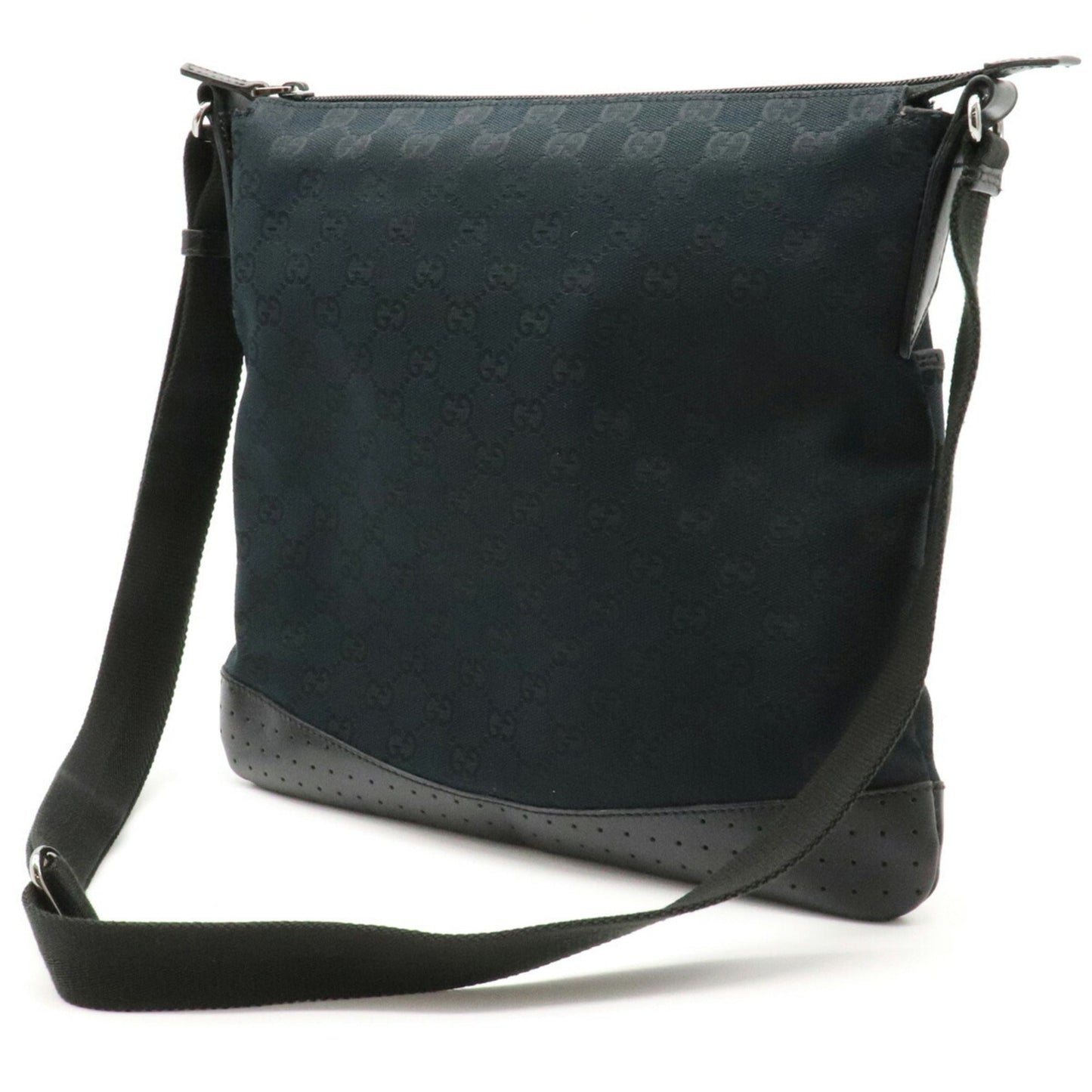 Gucci Black Leather Canvas Shoulder Bag Style 2