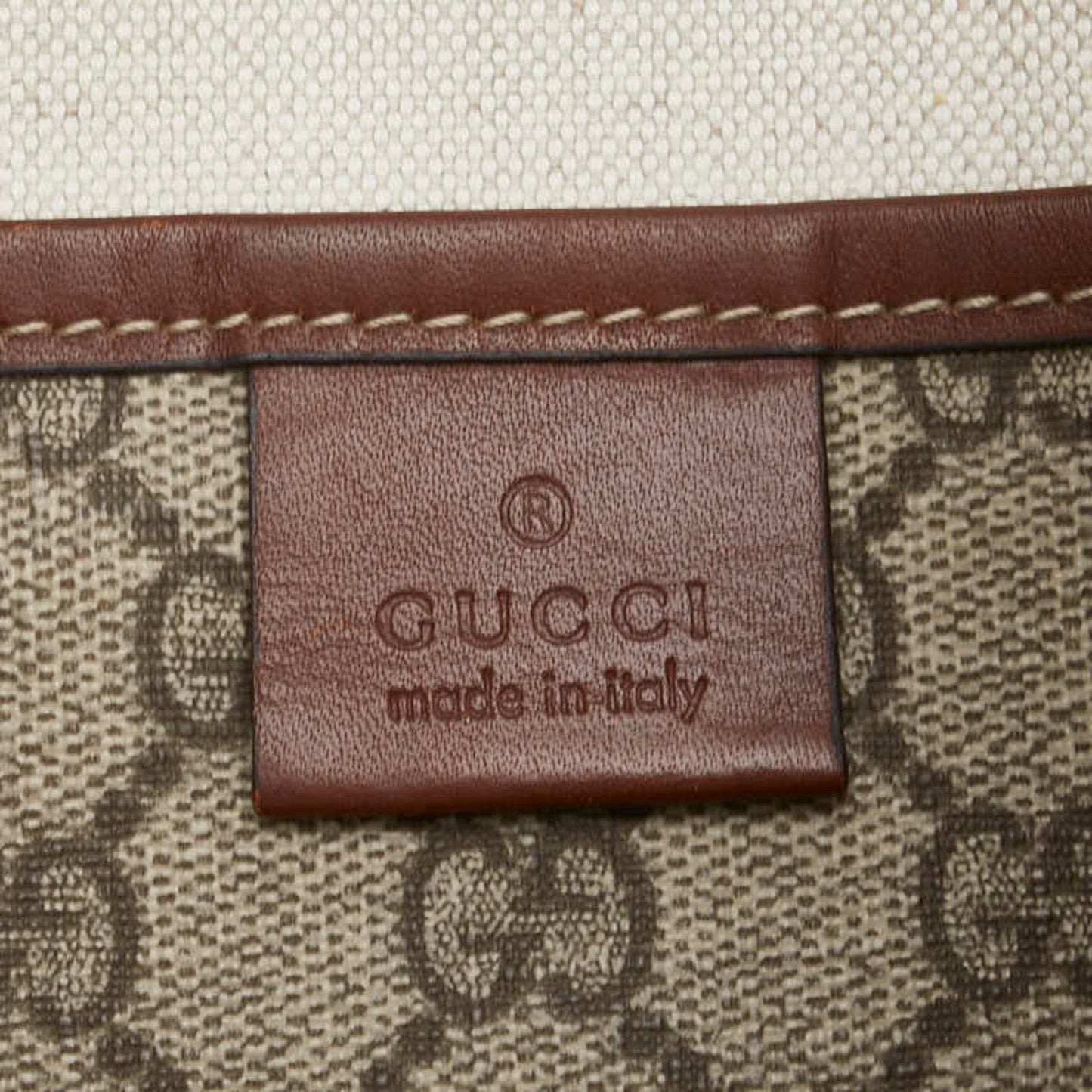 Gucci Sherry Line Beige Brown Pvc Leather Tote Bag ( )