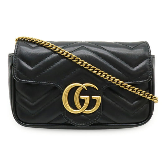 Gucci Gg Marmont Black Leather Pochette Shoulder Bag ( )