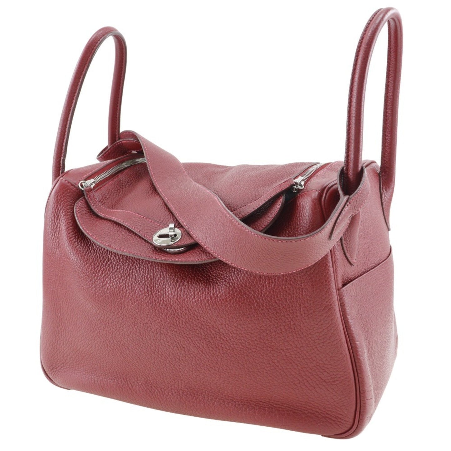Hermes Lindy Red Color Taurillon Clemence Leather Handbag ( )