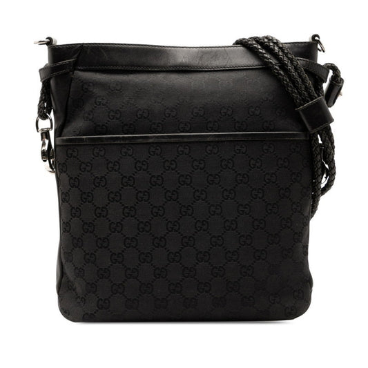Gucci Black Canvas Leather Shoulder Bag ( )