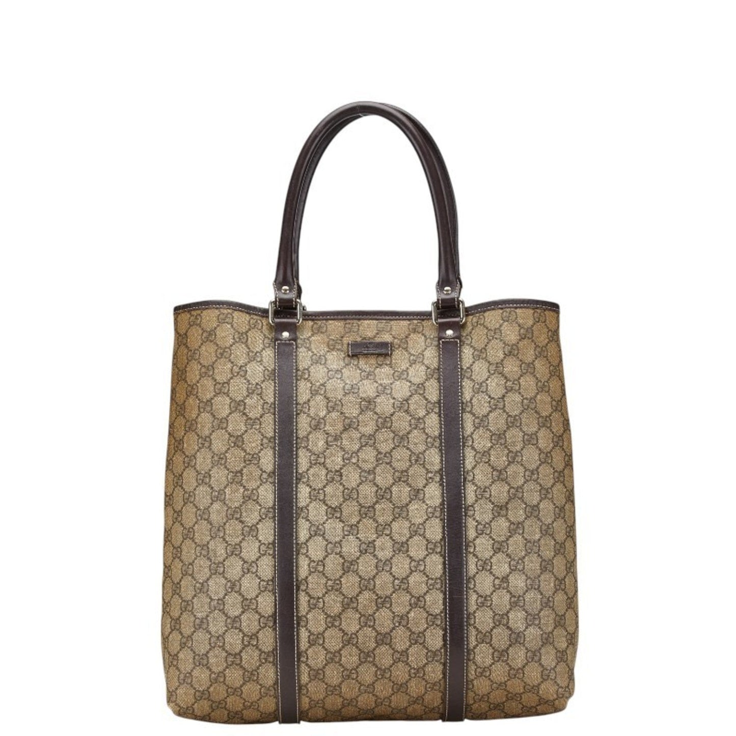 Gucci Beige Brown Pvc Leather Shoulder Bag Tote Bag ( )