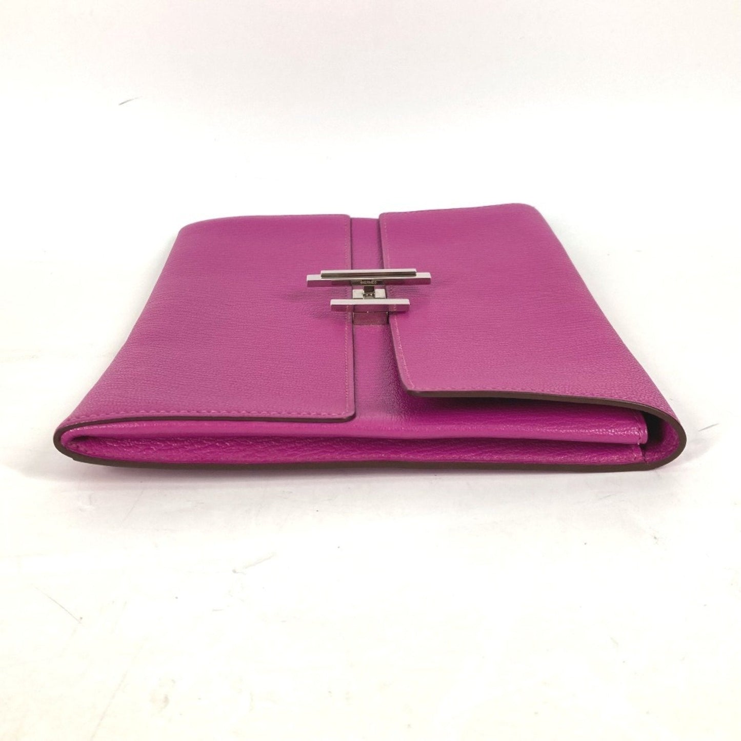 Hermes Pink Rose Purple Chevre Leather Clutch Bag Pouch ( )
