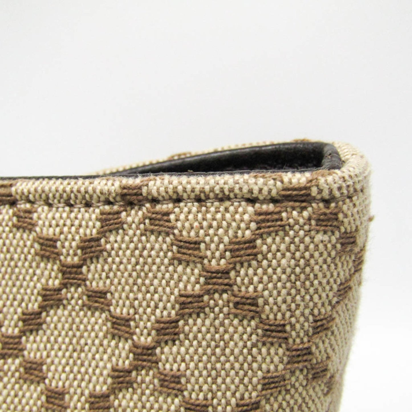 Gucci Diamante Beige Brown Canvas Leather Tote Bag ( )