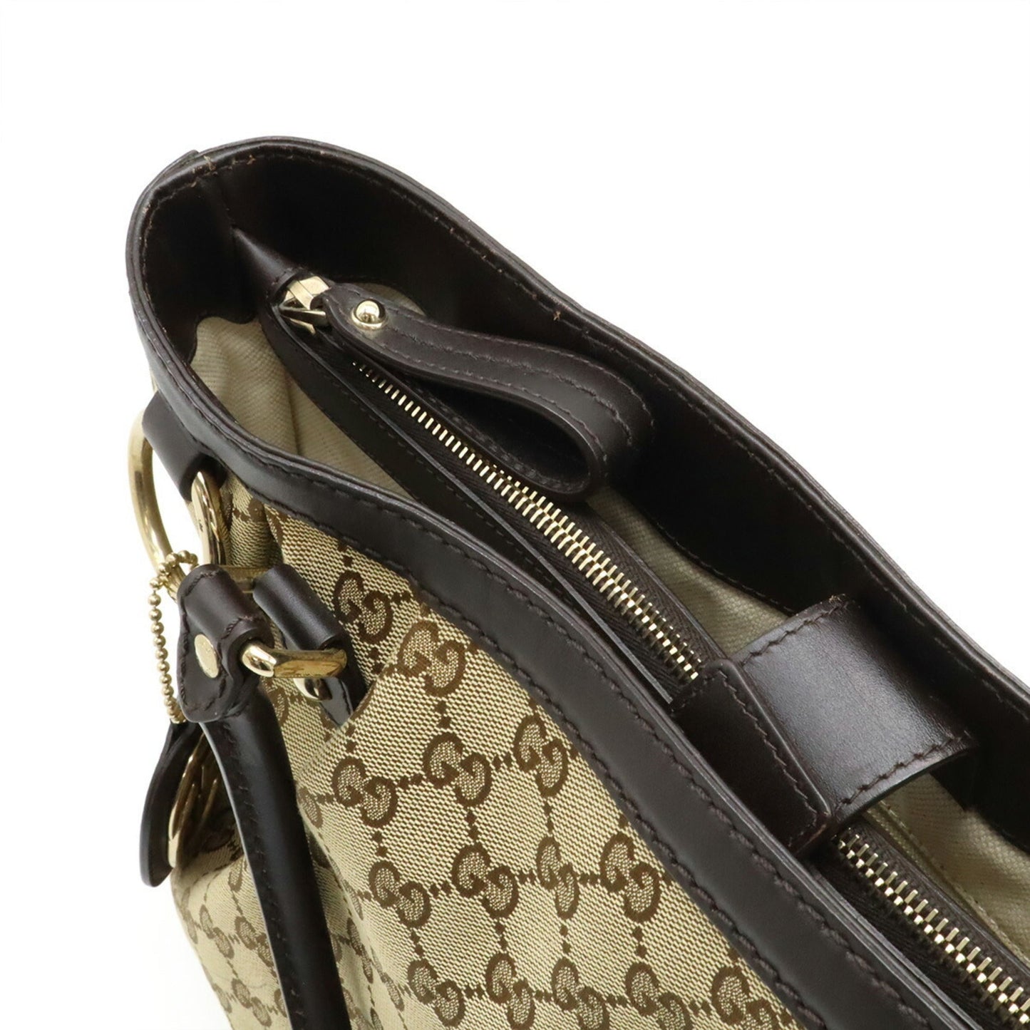 Gucci Gg Canvas Brown Khaki Gg Canvas Leather Shoulder Bag Tote Bag ( )