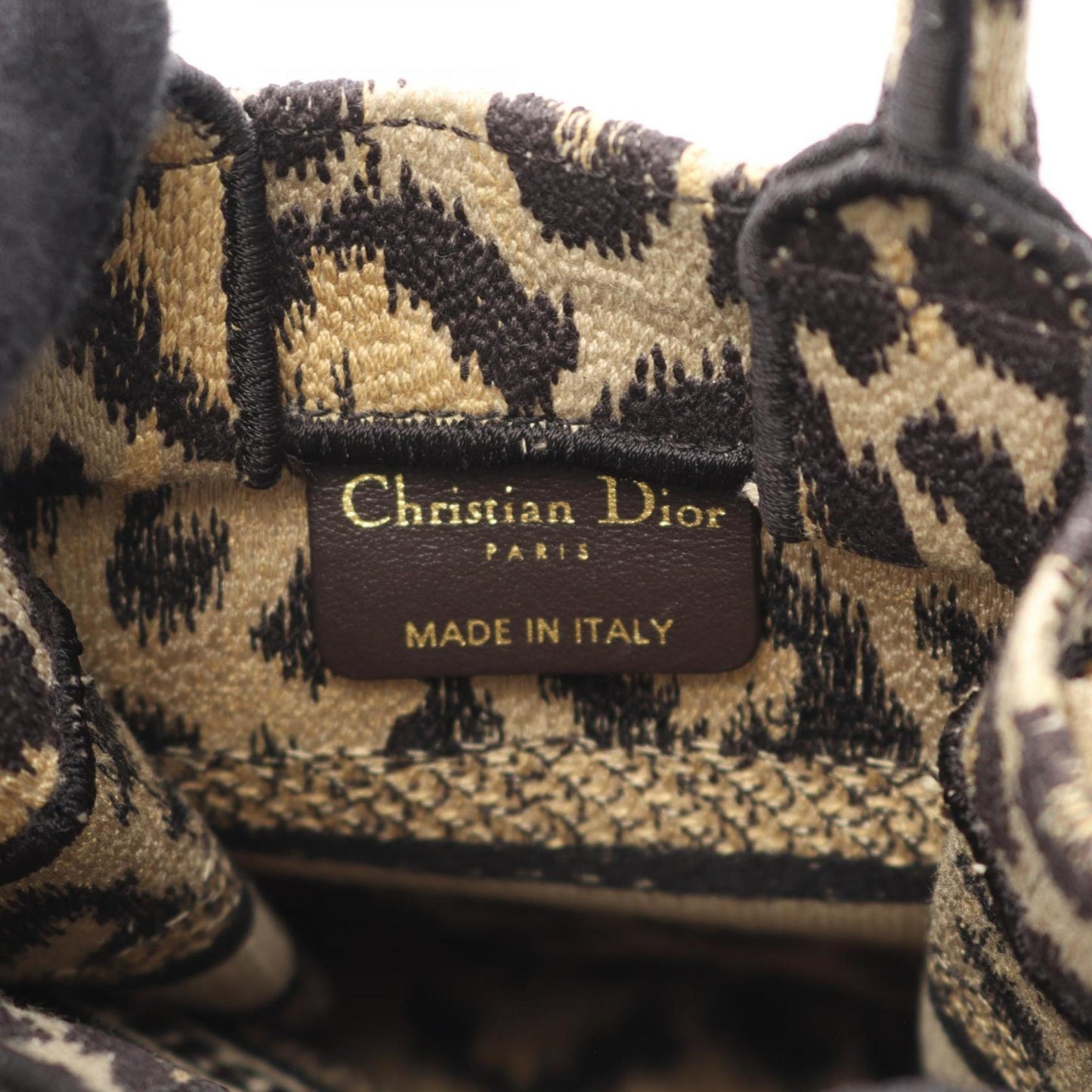 Christian Dior Beige Black Canvas Handbag Tote Bag ()
