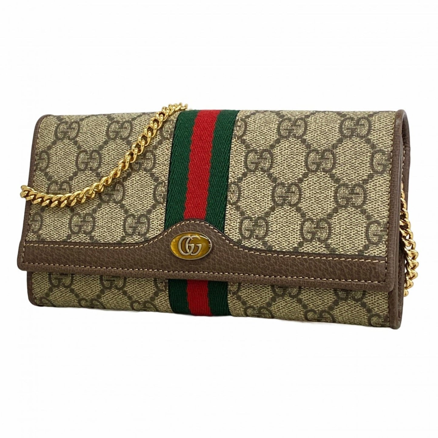 Gucci Brown Pvc Leather Chain/Shoulder Wallet ( )