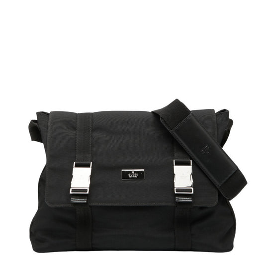 Gucci Black Nylon Leather Messenger Bag Shoulder Bag ( )
