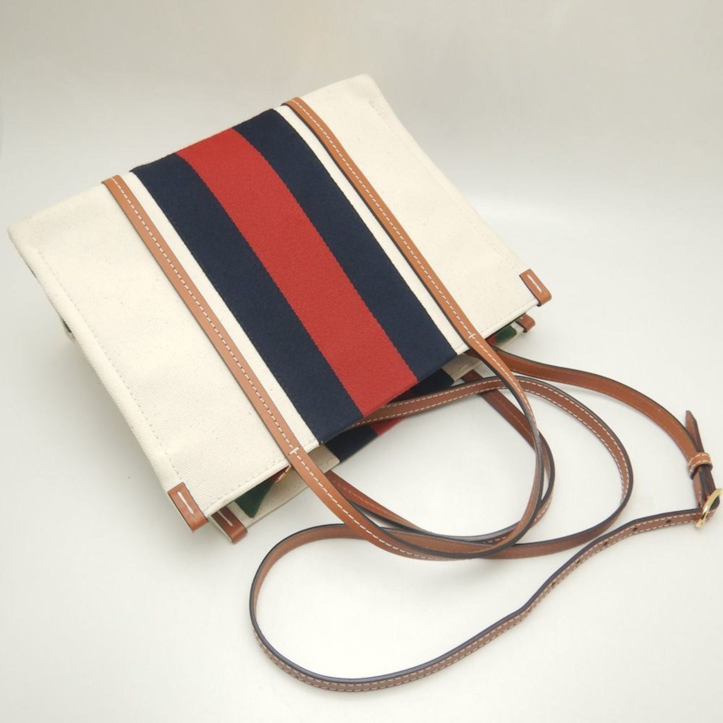 Gucci Brown Ivory Canvas Tote Bag ( )