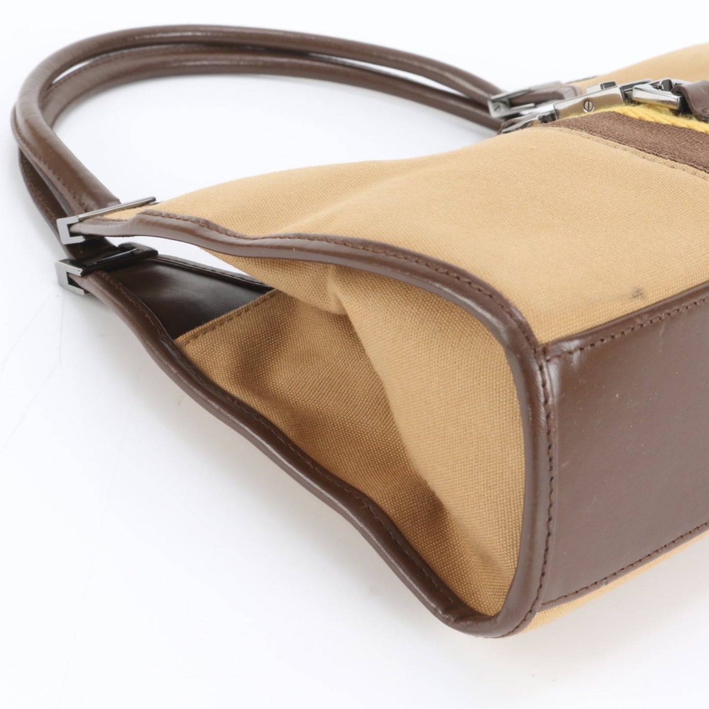 Gucci Brown Leather Canvas Shoulder Bag ( )