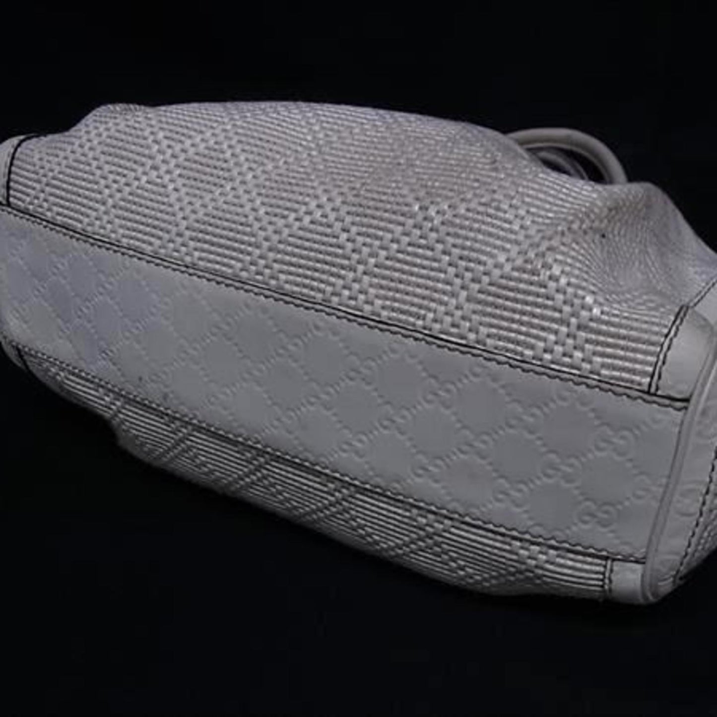 Gucci Ivory Straw Leather Handbag Shoulder Bag Tote Bag ( )