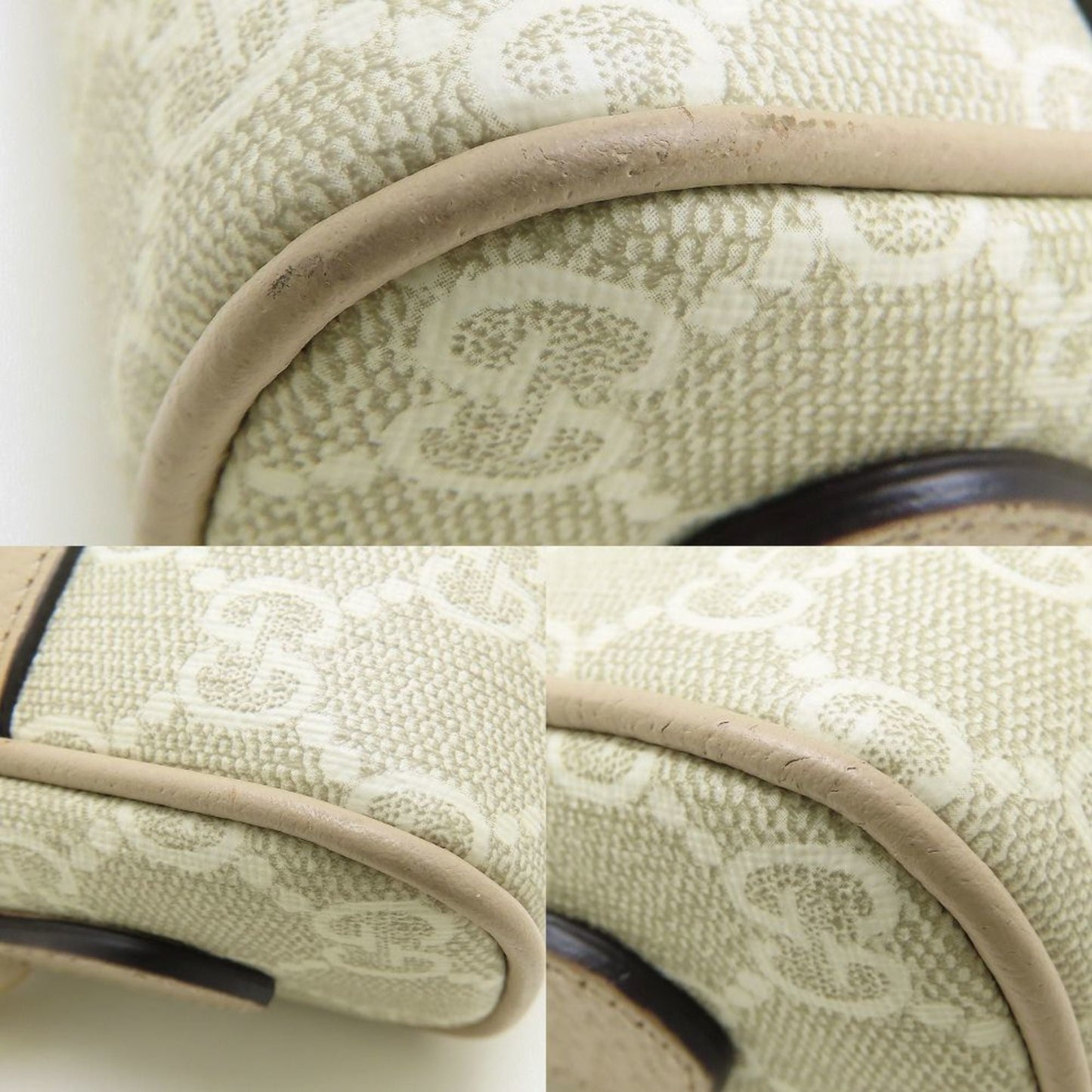 Gucci Beige White Gg Supreme Leather Shoulder Bag ( )