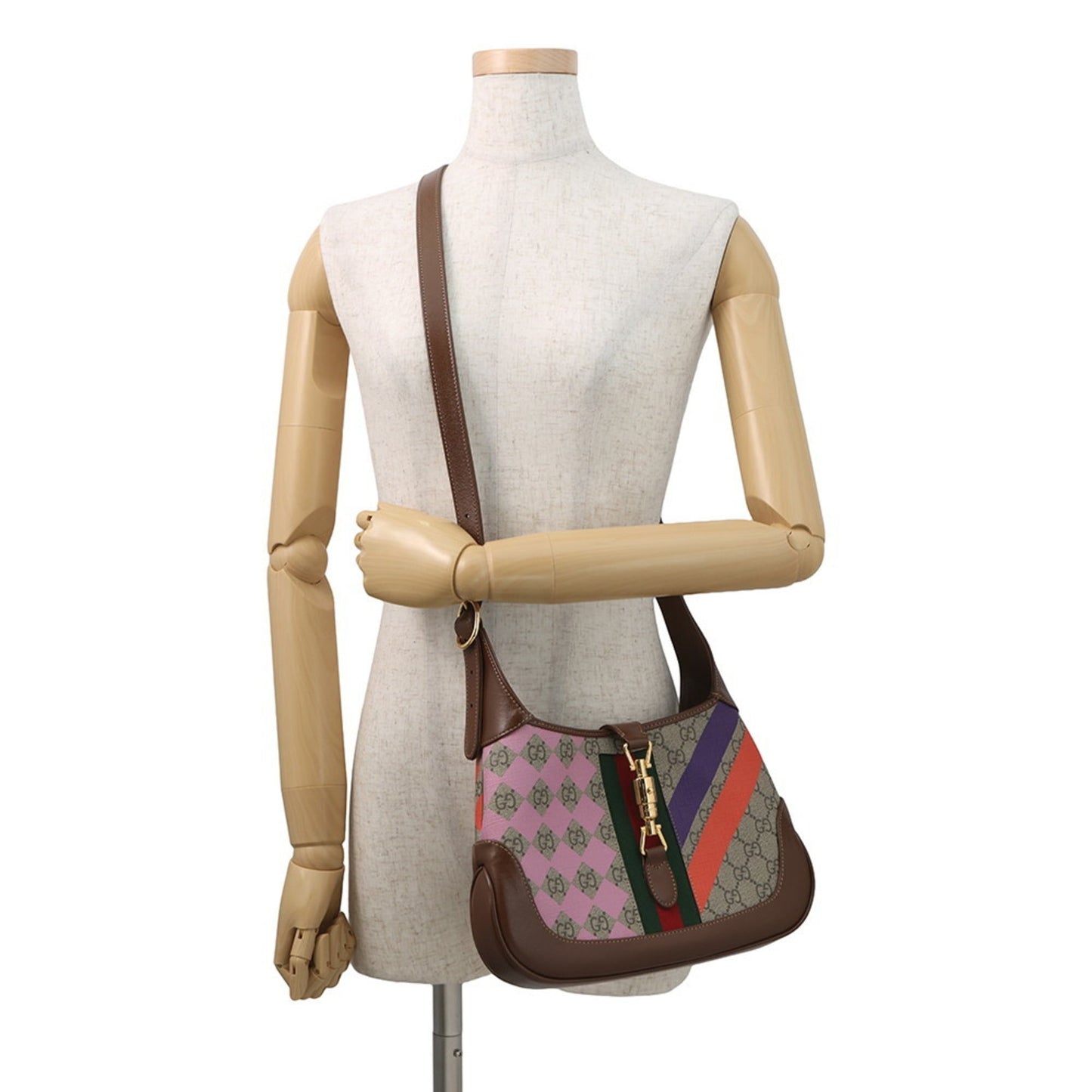 Gucci Beige Brown Multi-Color Gg Supreme Leather Shoulder Bag ( )