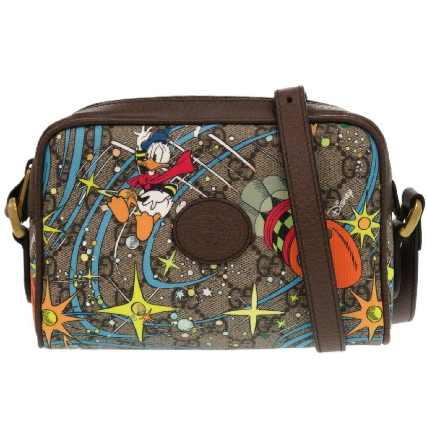 Gucci Brown Orange Gg Supreme Pvc Leather Shoulder Bag ( )