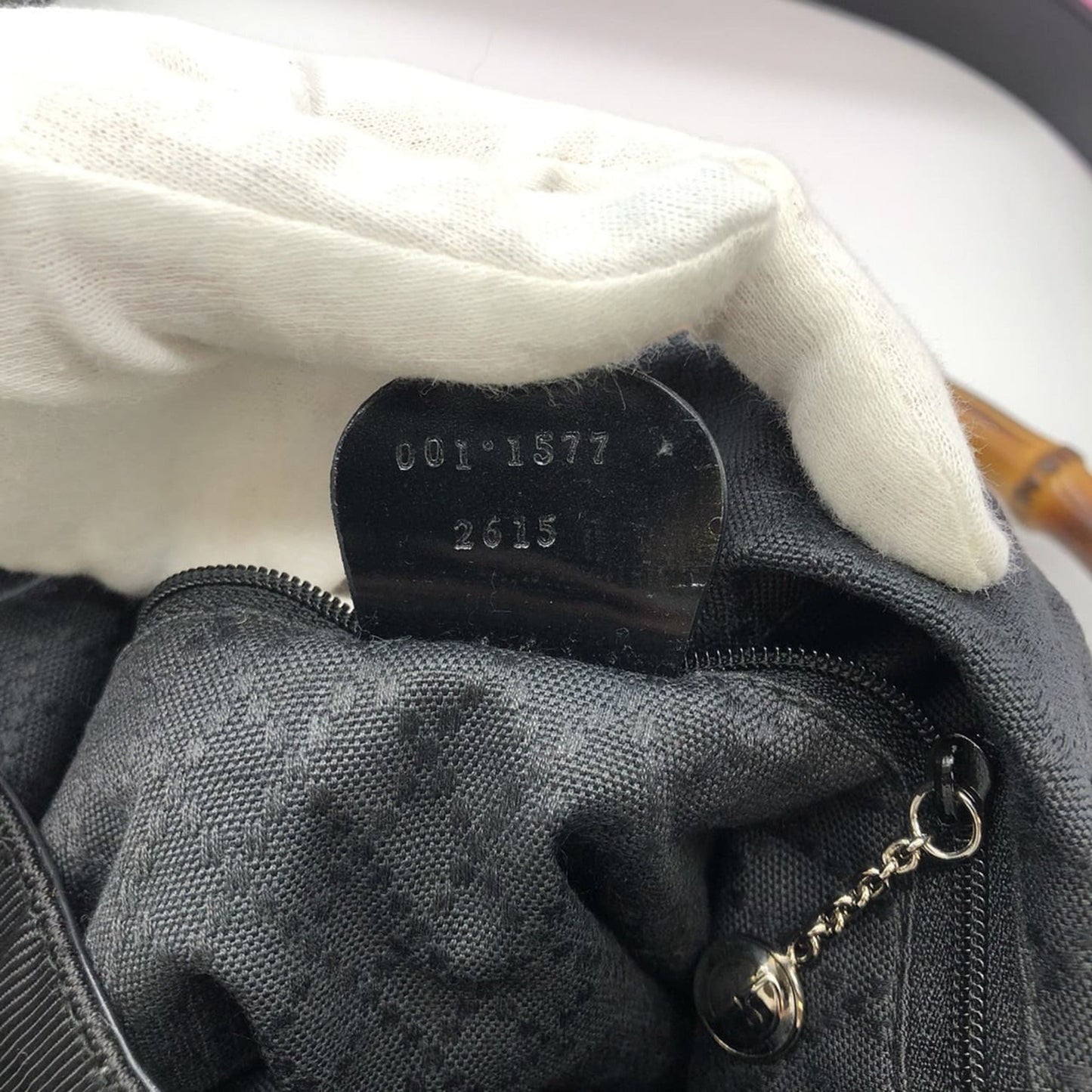 Gucci Black Bamboo Nylon Handbag Shoulder Bag ( )
