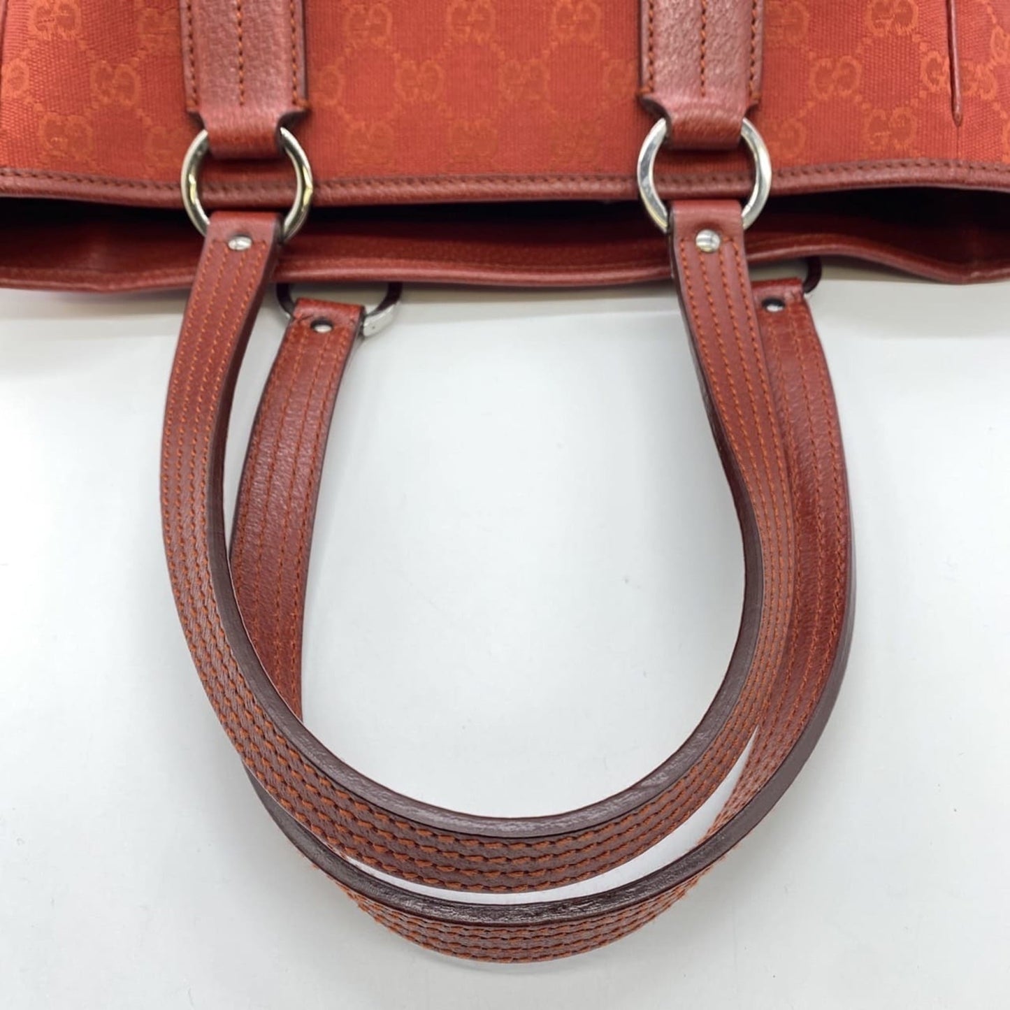 Gucci Red Color Gg Canvas Handbag Tote Bag ( )