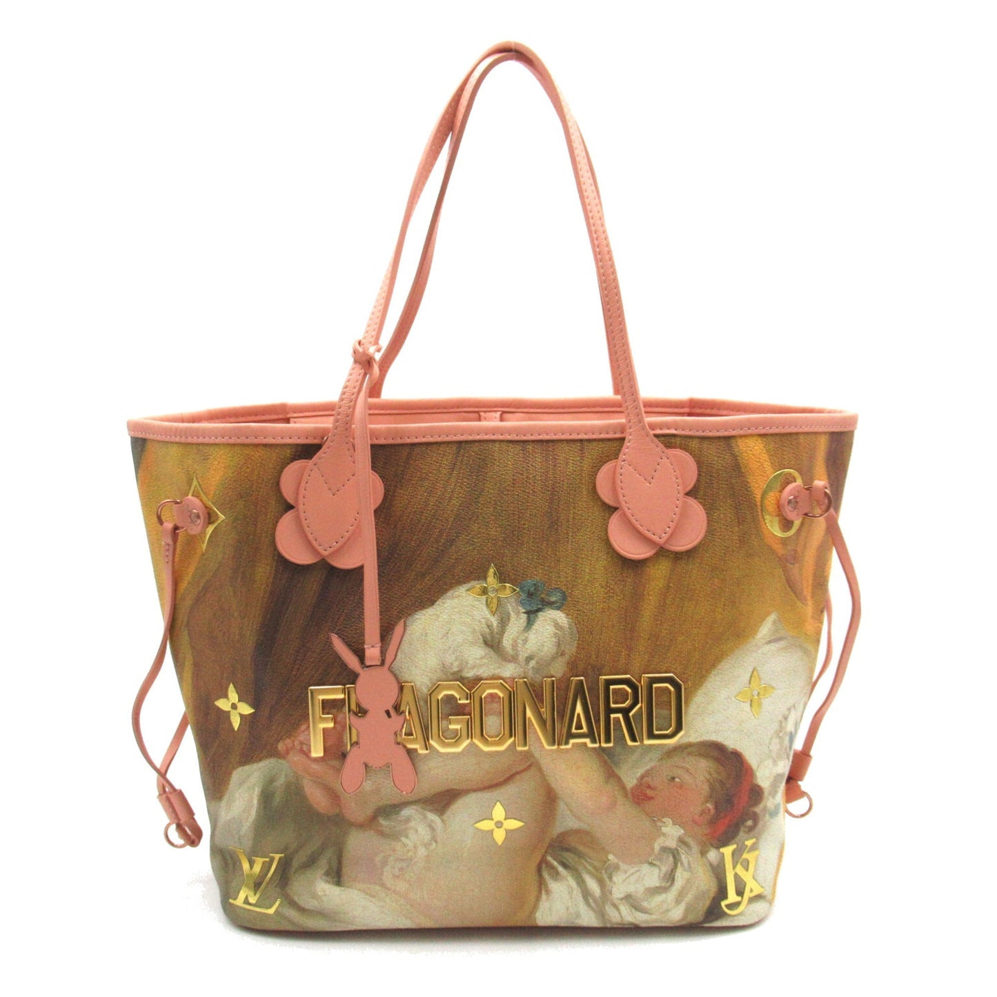 LOUIS VUITTON Fragonard Neverfull MM Pink Brown Masters collection PVC coated canvas Tote