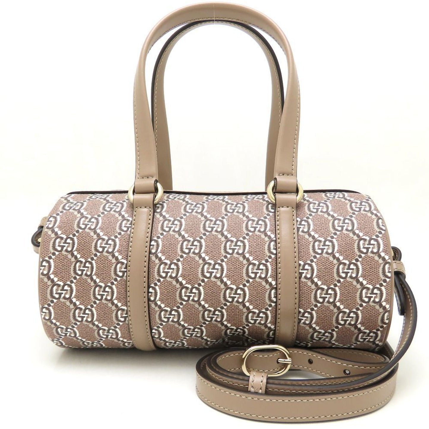 Gucci Gold Gg Canvas Leather Shoulder Bag ( )